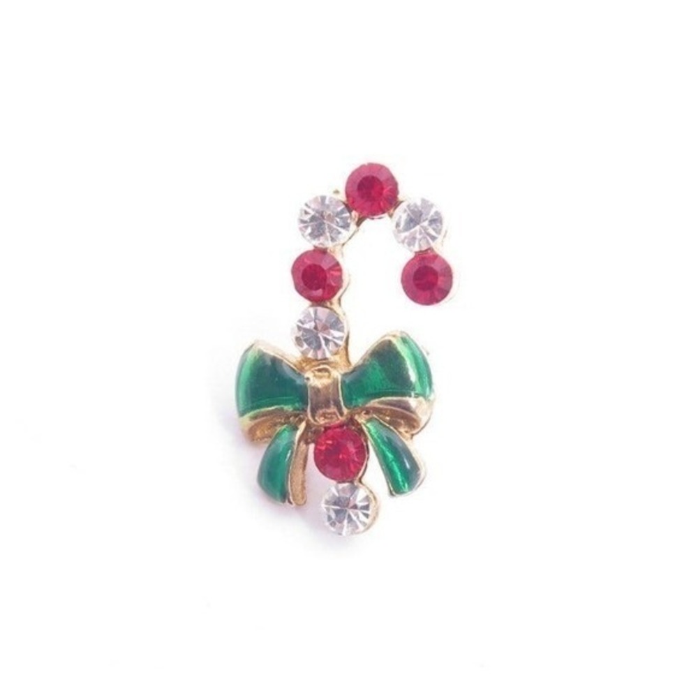 Rhinestone Candy‎ Cane Christmas Tie Pin